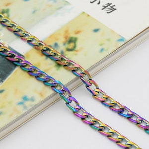 120cm Rainbow Purse Chain With Swivel Clasps 7mm width Bag Chain purse clasp Curb chain purse hardware