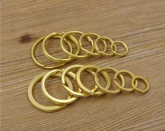 10pcs Brass Key Ring Split ring Flat keyring Split Key ring for Key Fob Hardware Leather keychain key holder