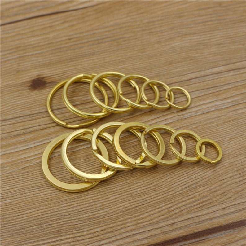 10pcs Brass Key Ring Split ring Flat keyring Split Key ring for Key Fob Hardware Leather keychain key holder