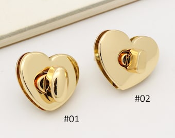 A forma di cuore Purse Lock Gold Twist Lock borsa serratura clasp Turn lock borsa hardware
