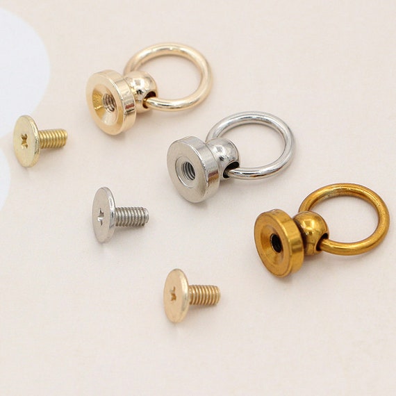 2 PCS Solid Brass Rivet O Ring Rivet Chicago Rivet Screw Studs Screw Back Rivet Dome Rivets