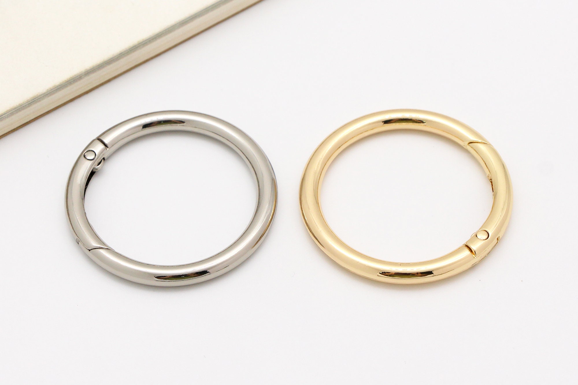 Spring Gate Round Ring 2pcs Spring Gate Ring Thin Spring Ring Push Gate Snap Hook Purse O Ring ...