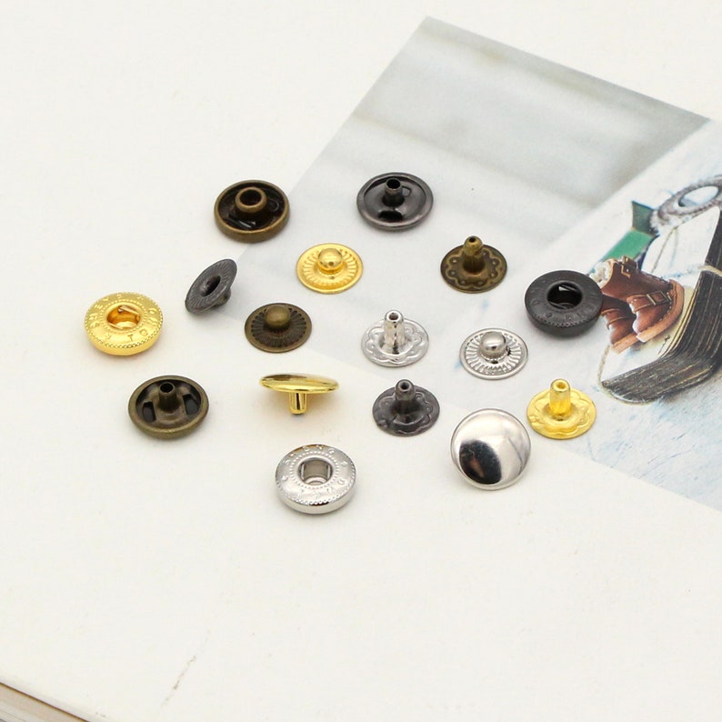 20set 10mm 12.5mm 15mm Snap Fasteners Rivets Studs Snap Button Press Stud Leather Craft Closure Fasteners