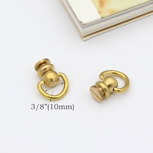 2pcs Solid brass Screw rivets swivel d ring chicago rivet Screw Studs screw back rivet purse feet swivel connector