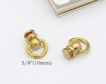 2pcs Solid brass Screw rivets swivel d ring chicago rivet Screw Studs screw back rivet purse feet swivel connector