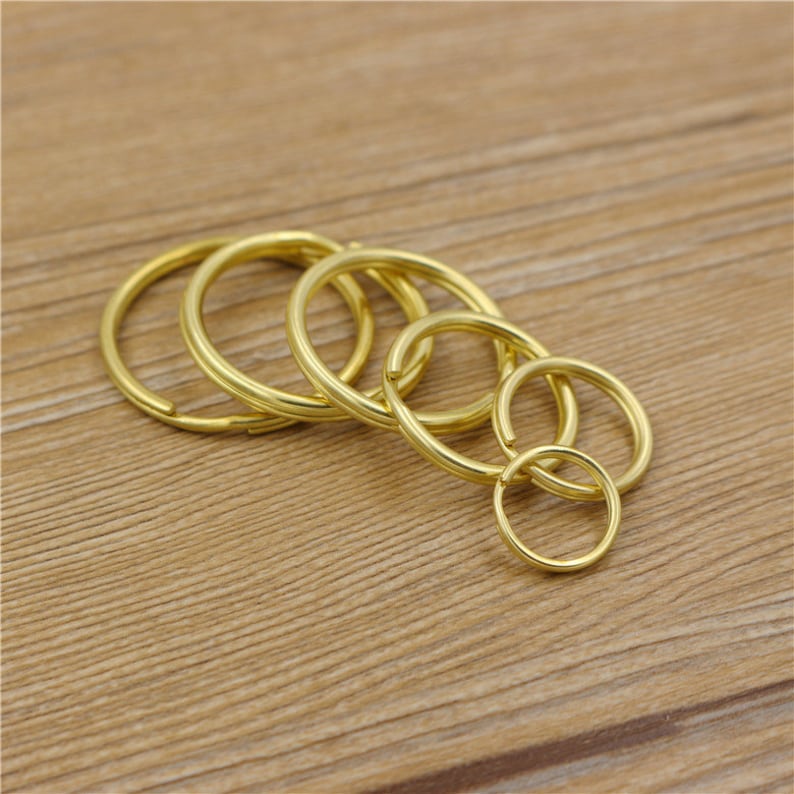 10pcs Brass Key Ring Split ring Flat keyring Split Key ring for Key Fob Hardware Leather keychain key holder