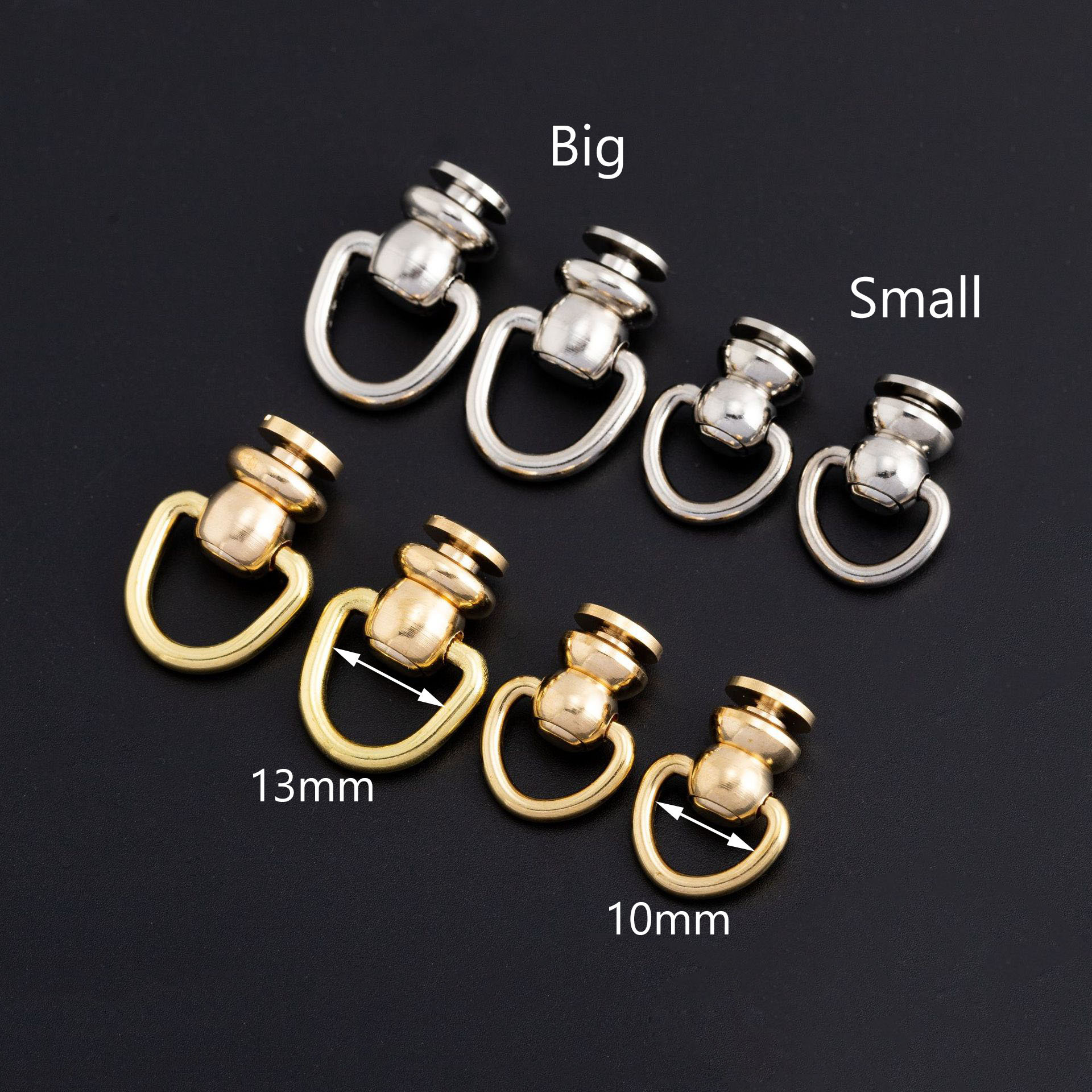 Screw Bag Rivets 4pcs Solid Brass Screw Rivets Screw D Ring Chicago Rivet Bag Chain ...
