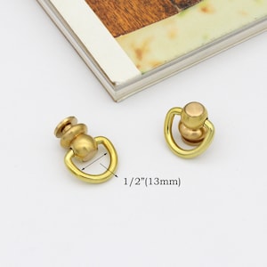 2pcs Solid brass Screw rivets swivel d ring chicago rivet Screw Studs screw back rivet purse feet swivel connector