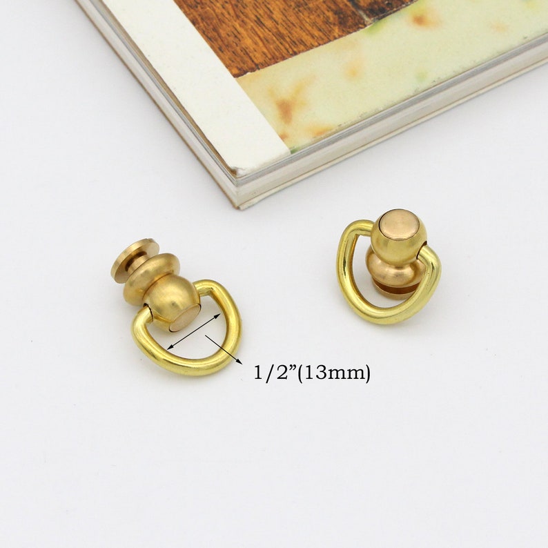 2pcs Solid brass Screw rivets swivel d ring chicago rivet Screw Studs screw back rivet purse feet swivel connector