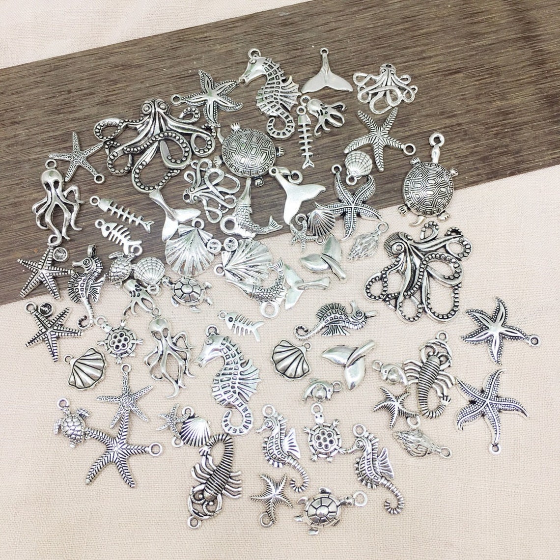 60pcs/pack Ocean Charms Beach Charms Antique Silver Charms Etsy