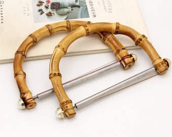 1pair Bamboo handle Bamboo purse handle bamboo bag handles bag hardware