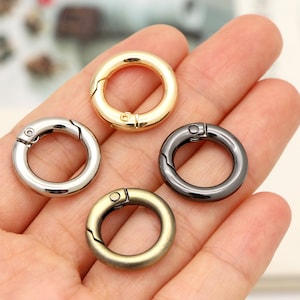 6pcs 1/2&quot;(12.5mm) small Spring gate ring spring ring push gate snap hook purse O ring Round Ring