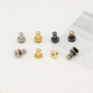 10set 4mm Screw rivets Gold / Silver / Antique Brass / Gunmetal chicago rivet Screw Studs Purse feet Screw back studs