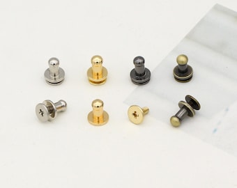 10set 4mm Screw rivets Gold / Silver / Antique Brass / Gunmetal chicago rivet Screw Studs Purse feet Screw back studs