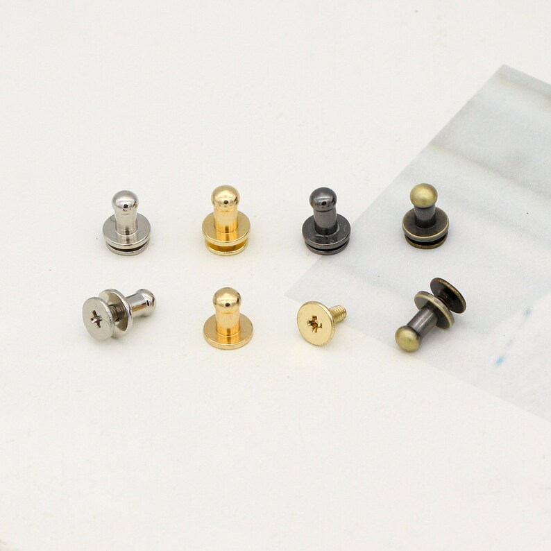 10set 4mm Screw Rivets Gold / Silver / Antique Brass / Gunmetal Chicago ...