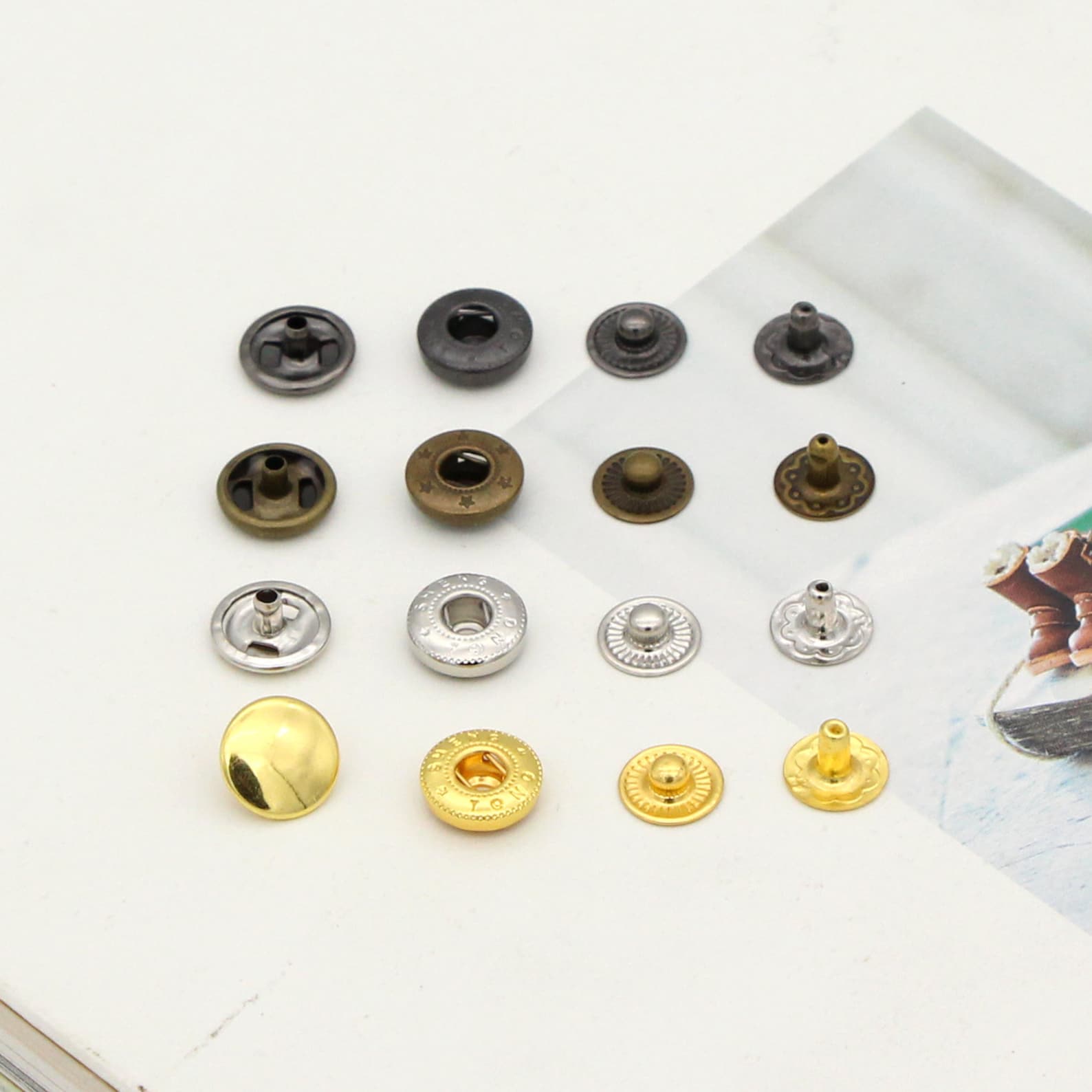 20set 10mm 12.5mm 15mm Snap Fasteners Rivets Studs Snap Button Press ...
