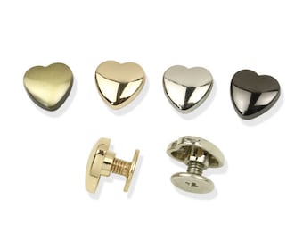 10set 10mm Screw rivets Heart-shaped Screw Studs screw back studs Leather rivet purse hardware