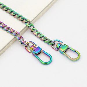 120cm Rainbow Purse Chain With Swivel Clasps 8mm width Bag Chain purse clasp Curb chain purse hardware