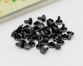 50set Double cap rivet Gunmetal rivets Double Cap Rivets 6*6mm 8*7mm 9*12mm