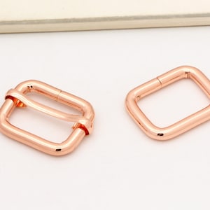 2-4-10pcs 1 &quot;(25 mm) hebilla deslizante oro rosa rectángulo anillo correa ajustador correa anillo bolsa correa hardware
