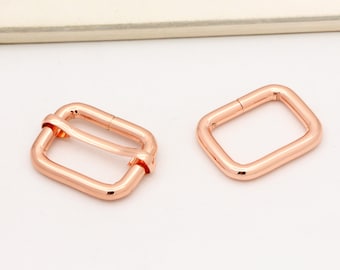 2-4-10pcs 1 "(25 mm) hebilla deslizante oro rosa rectángulo anillo correa ajustador correa anillo bolsa correa hardware