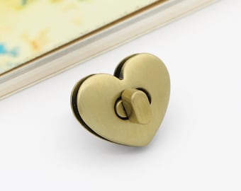 Purse Lock heart purse twist lock bag lock purse clasp Turn lock leather closure bag hardware
