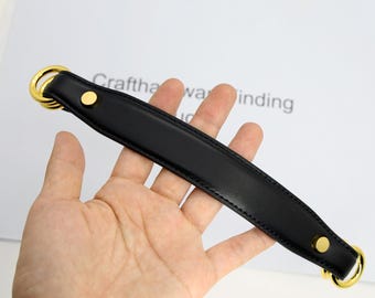 Leather bag handle with 2 rings each side