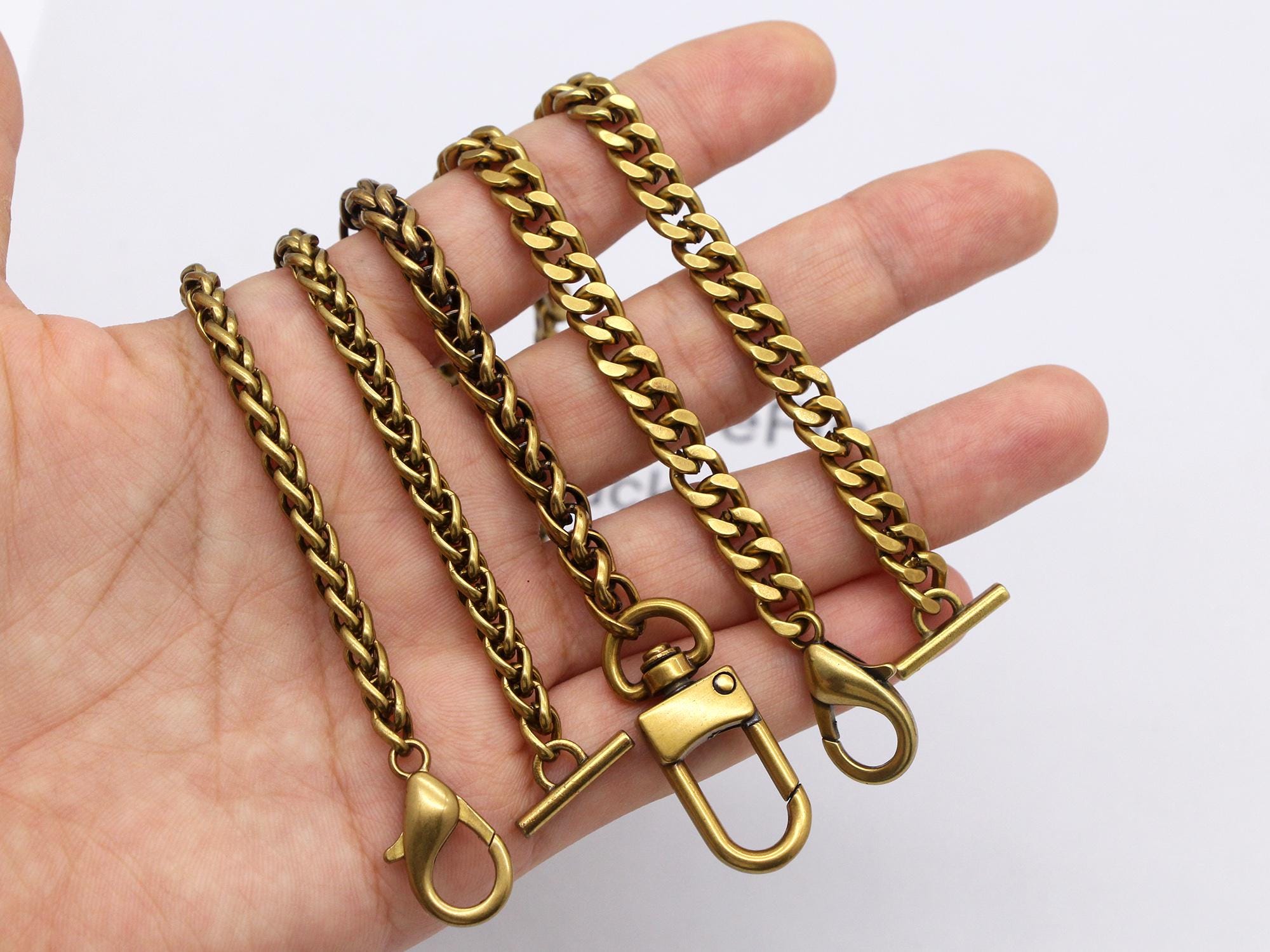 5 mm バッグチェーン アンティークゴールド 財布チェーンストラップ
