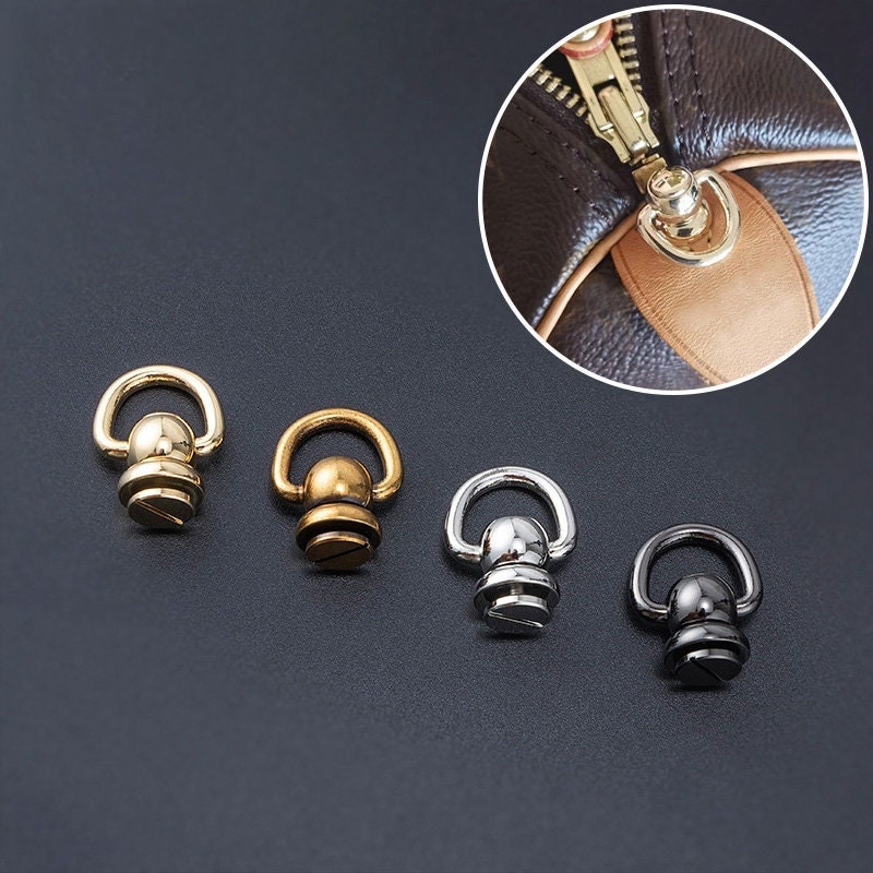  DGOL 10 sets Brass Nail Rivet Chicago Stud Screw 360 Degree  Rotate Ball Post Head Buttons with D Ring : Arts, Crafts & Sewing