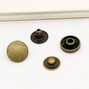 20set 10mm 12.5mm 15mm Bronze Snap Fasteners Rivets Studs Snap Button Press Stud Leather Craft Closure Fasteners