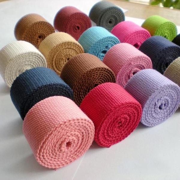Cotton Webbing 1 1/4" Wide Webbing Bag handles, bag strap for tote bag webbing strap Stripe Webbing