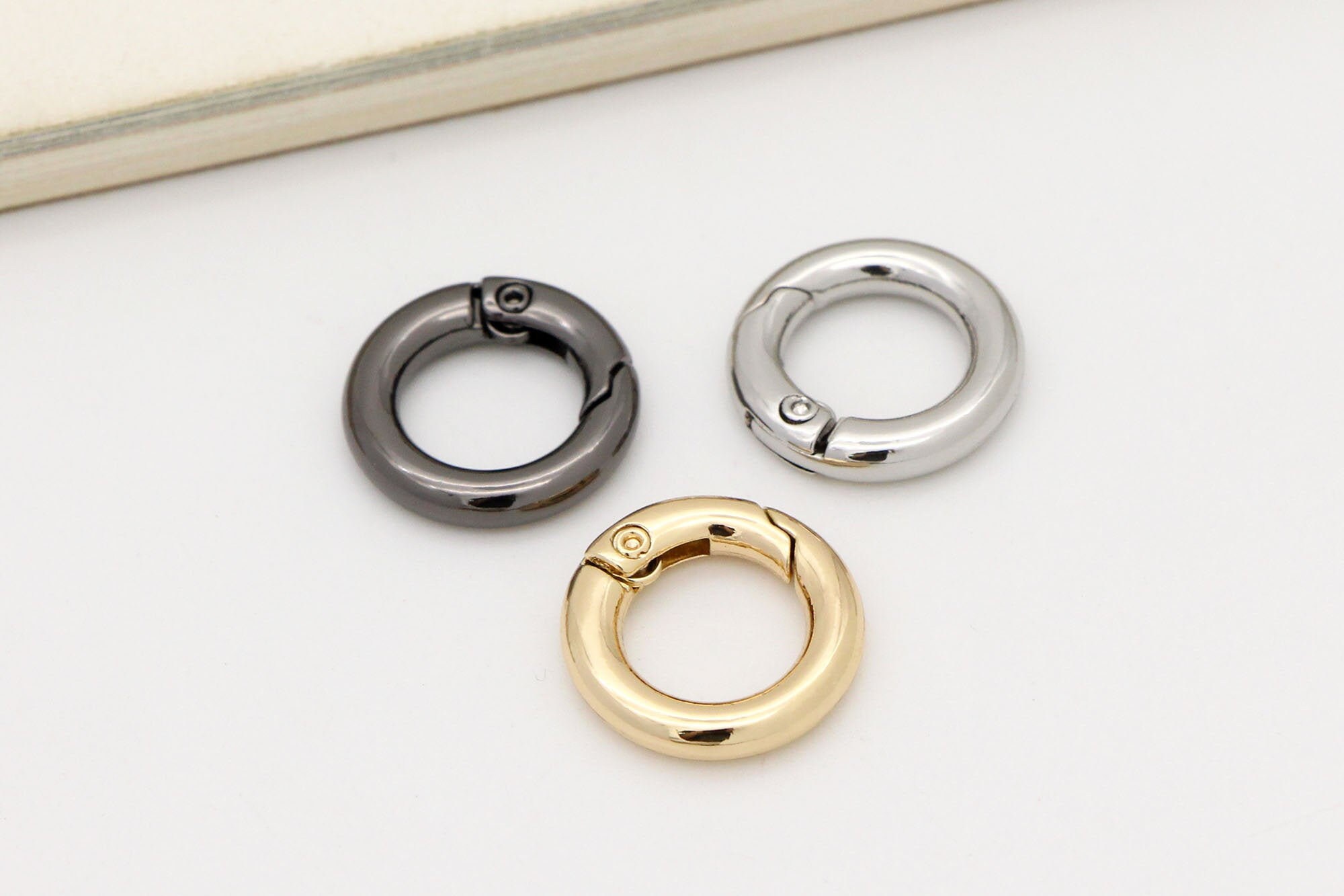 6pcs 3/8"(10mm) Small Spring Gate Ring Spring Ring Push Gate Snap Hook ...