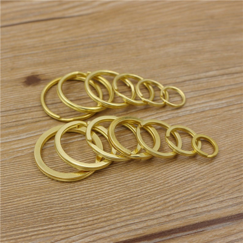 10pcs Brass Key Ring Split ring Flat keyring Split Key ring for Key Fob Hardware Leather keychain key holder