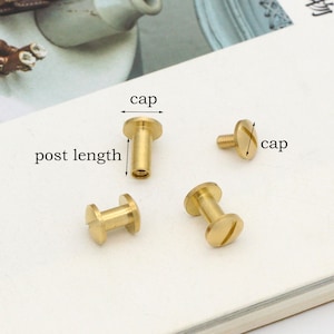 4set Solid Brass Screw rivet 8*6mm 8*8mm 8*10mm Brass Chicago Screw for Leather Craft