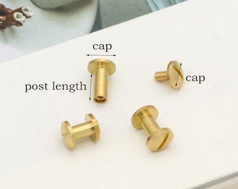 4set Solid Brass Screw rivet 8*6mm 8*8mm 8*10mm Brass Chicago Screw for Leather Craft