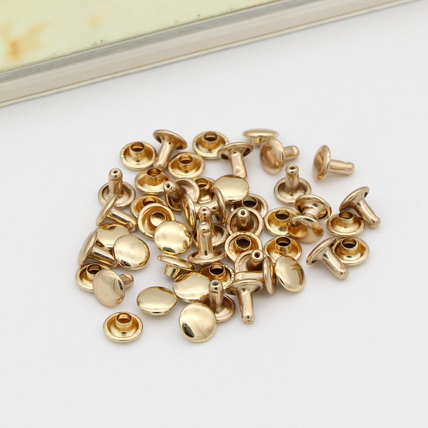 50set 76mm Double cap rivet Gold Double cap rivets leather Etsy