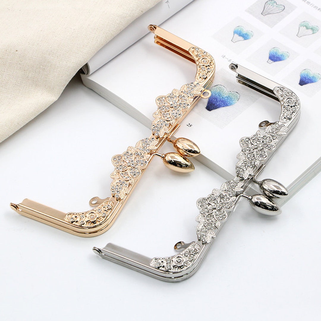 2 PCS 24/20cm Borsa In Alluminio Manico Borsa Cornice, Kiss Clasp Telaio Interno Tubolare A Forma Quadrata Borsa Assemblata Telaio Frizione Per Borsa Frizione Artigianato Progetti (Rectangular - 10
