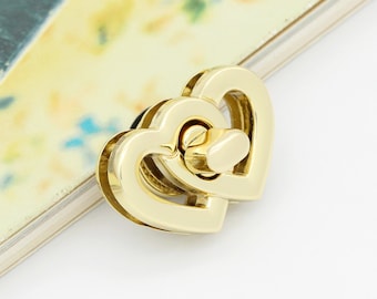 Cuore borsa serratura oro Twist Lock serratura serratura metallo serratura borsa fibbia girare serratura borsa hardware