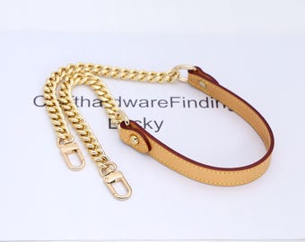 Beeswax Leather bag strap Women purse chain strap