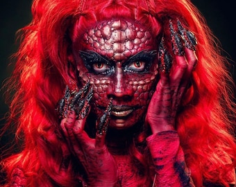 Reptile Prosthetics Set // Encapsulated Silicone Appliances // Scales Dinosaur Dragon Snake Creature Makeup // SFX FX // Cosplay Halloween