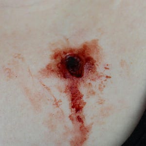 Gunshot Entry Wound 3 Prosthetic Appliance // Encapsulated Silicone // SFX MAKEUP // Gore // Horror // Halloween // Cosplay // Bullet Wound