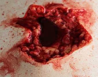 Large Gory Gunshot Exit Wound Prosthetic 2 // Encapsulated Silicone Appliance // Bullet Hole Wound Injury Gore Horror // SFX MAKEUP