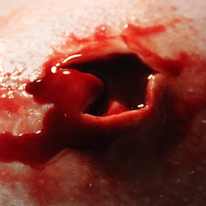 Gunshot Exit Wound 1 Prosthetic Appliance // Encapsulated Silicone // SFX MAKEUP // Gore // Horror // Halloween // Cosplay // Bullet Wound