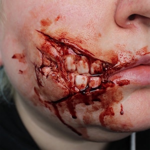 Ripped Zombie Mouth With Exposed Teeth Prosthetic // Encapsulated Silicone Appliance // SFX MAKEUP // Horror Gore Halloween Cosplay