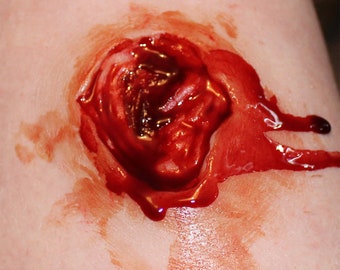 Gunshot large exit Wound Prosthetic Appliance // Encapsulated Silicone // SFX MAKEUP // Gore // Horror // Halloween // Cosplay // Bullet