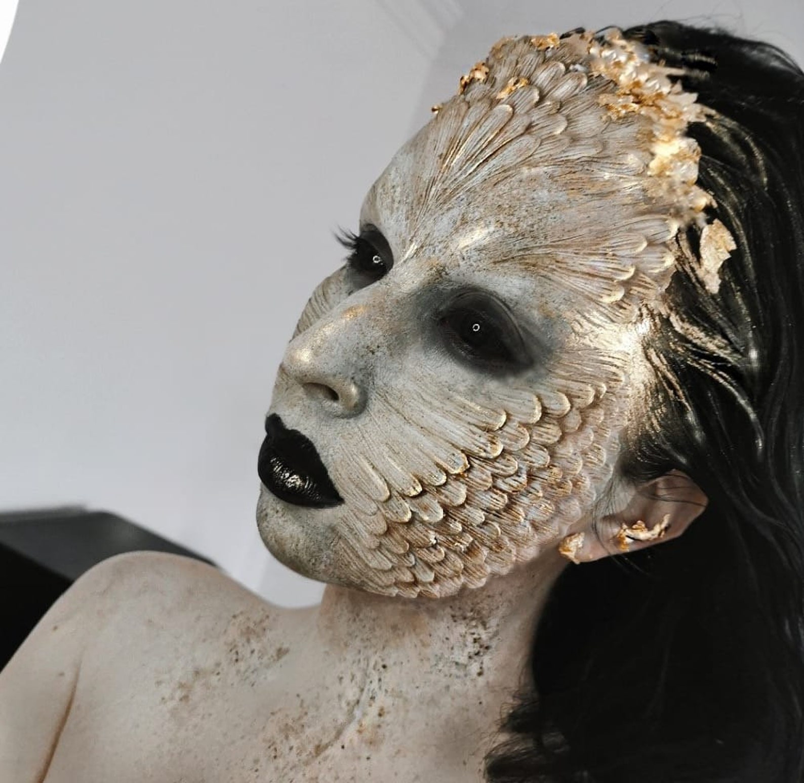 Glam gold Forest Nymph fantasy Halloween makeup
