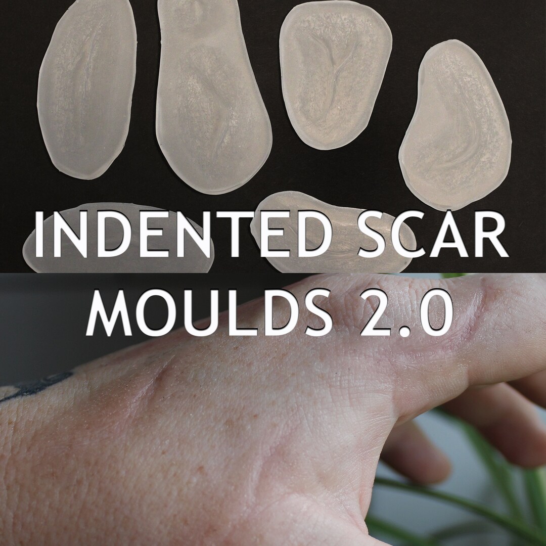 Indented Scar Moulds 2 // Six Silicone Wound Moulds for Bondo // SFX