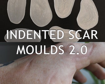 Six Indented Scar Moulds 2 Silicone Bondo Moulds for professional makeup artists to fill yourself  // SFX MAKEUP // Scarring Injury Medical