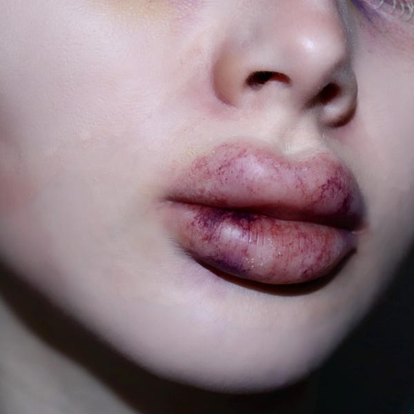 Plastic Surgery Botched Lips Prosthetic // Encapsulated Silicone // Botox Lip Filler Pout Enhanced Lips // SFX MAKEUP // Cosplay Halloween