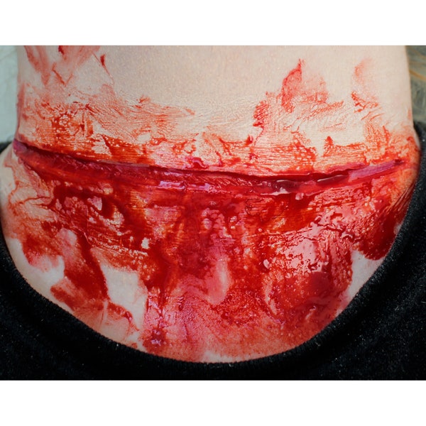 Slit Throat Prosthetic Appliance // Encapsulated Silicone // SFX MAKEUP // Horror // Gore // Wound // Halloween // Cosplay // Film and TV